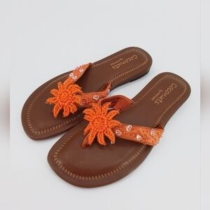 New Coconuts by Matisse Thong Sandals Orange SEASTAR Beaded sz 8